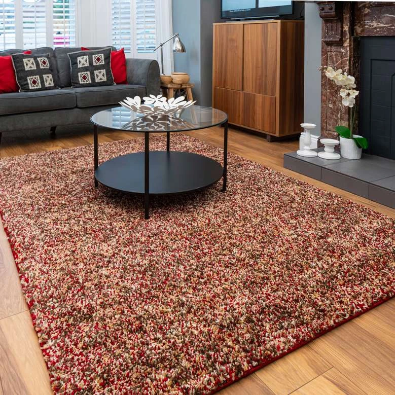 Red Mottled Shaggy Living Room Rug 4 Red Mottled Shaggy Living Room Rug - Image 2