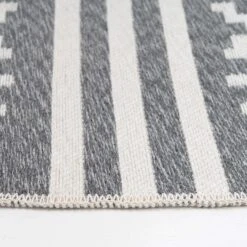 Reversible Recycled Cotton Grey Aztec Motif Rug - Sian 13 Reversible Recycled Cotton Grey Aztec Motif Rug - Sian -Kukoon Rugs Store kyoto sian charcoal dark side 02070 5B5 5D