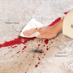 Flatwoven Washable Vintage Ivory Area Rug - Margot -Kukoon Rugs Store liquid Repellent Image Website