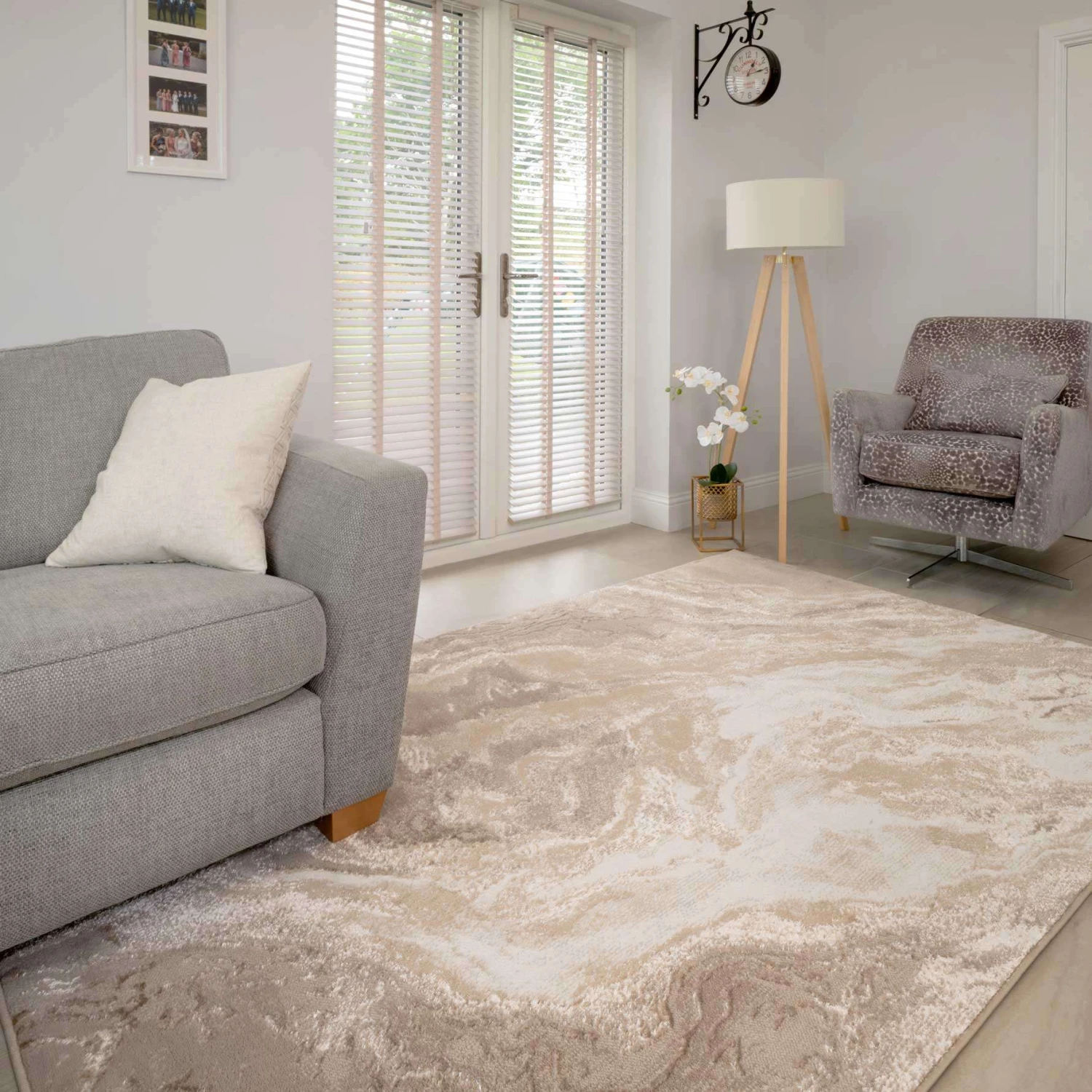 Modern Beige Textured Living Room Rug - Matki 4 Modern Beige Textured Living Room Rug - Matki - Image 2