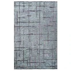 Reversible Distressed Light Blue Rug - Maze