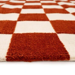 Burnt Orange Retro Checkerboard Rug - Maze Rust -Kukoon Rugs Store maze rust 01688