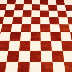 Burnt Orange Retro Checkerboard Rug - Maze Rust -Kukoon Rugs Store maze rust 01702