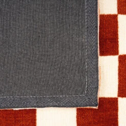 Burnt Orange Retro Checkerboard Rug - Maze Rust -Kukoon Rugs Store maze rust 01703