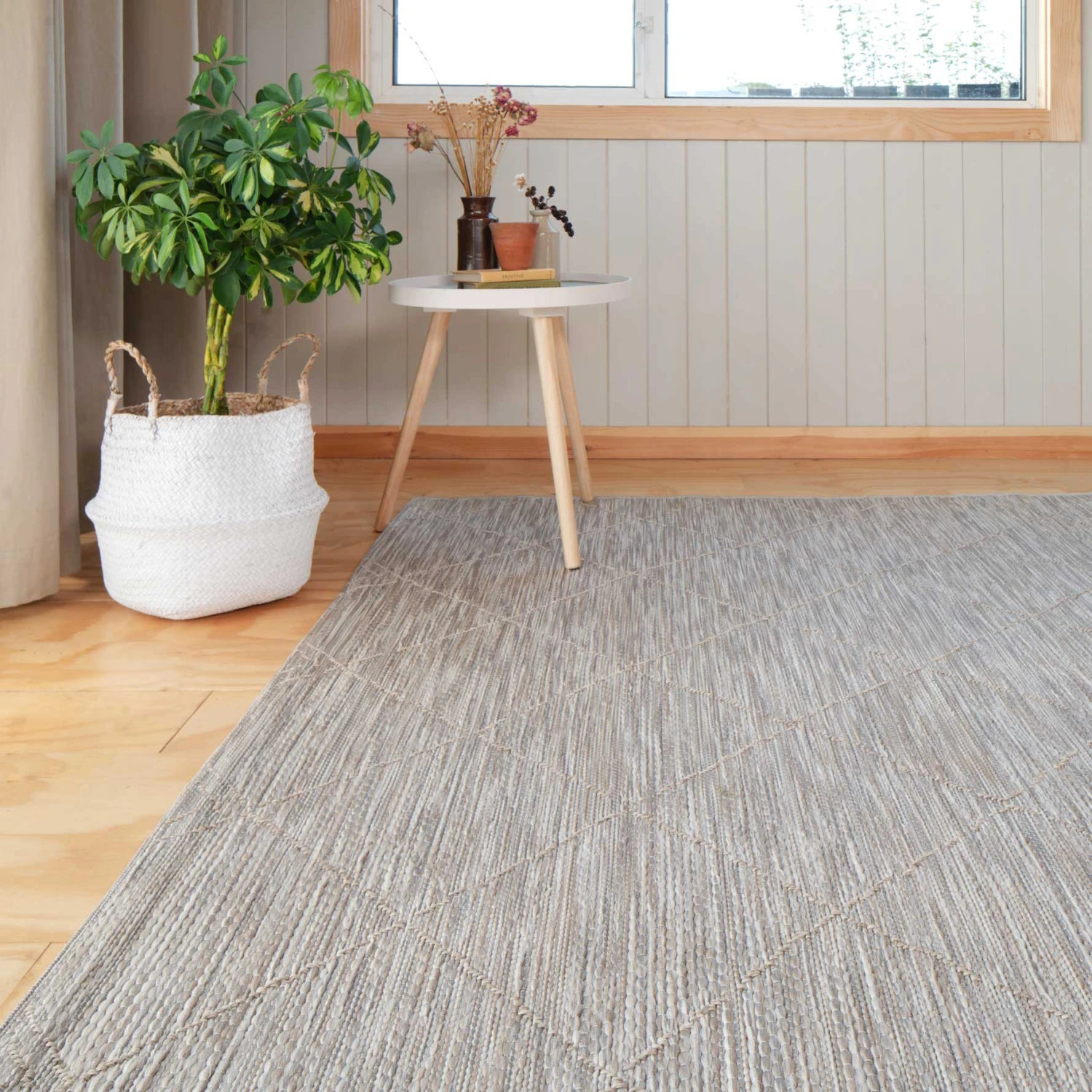 Beige Trellis Flatweave Indoor Outdoor Area Rug 5 Beige Trellis Flatweave Indoor Outdoor Area Rug - Image 3