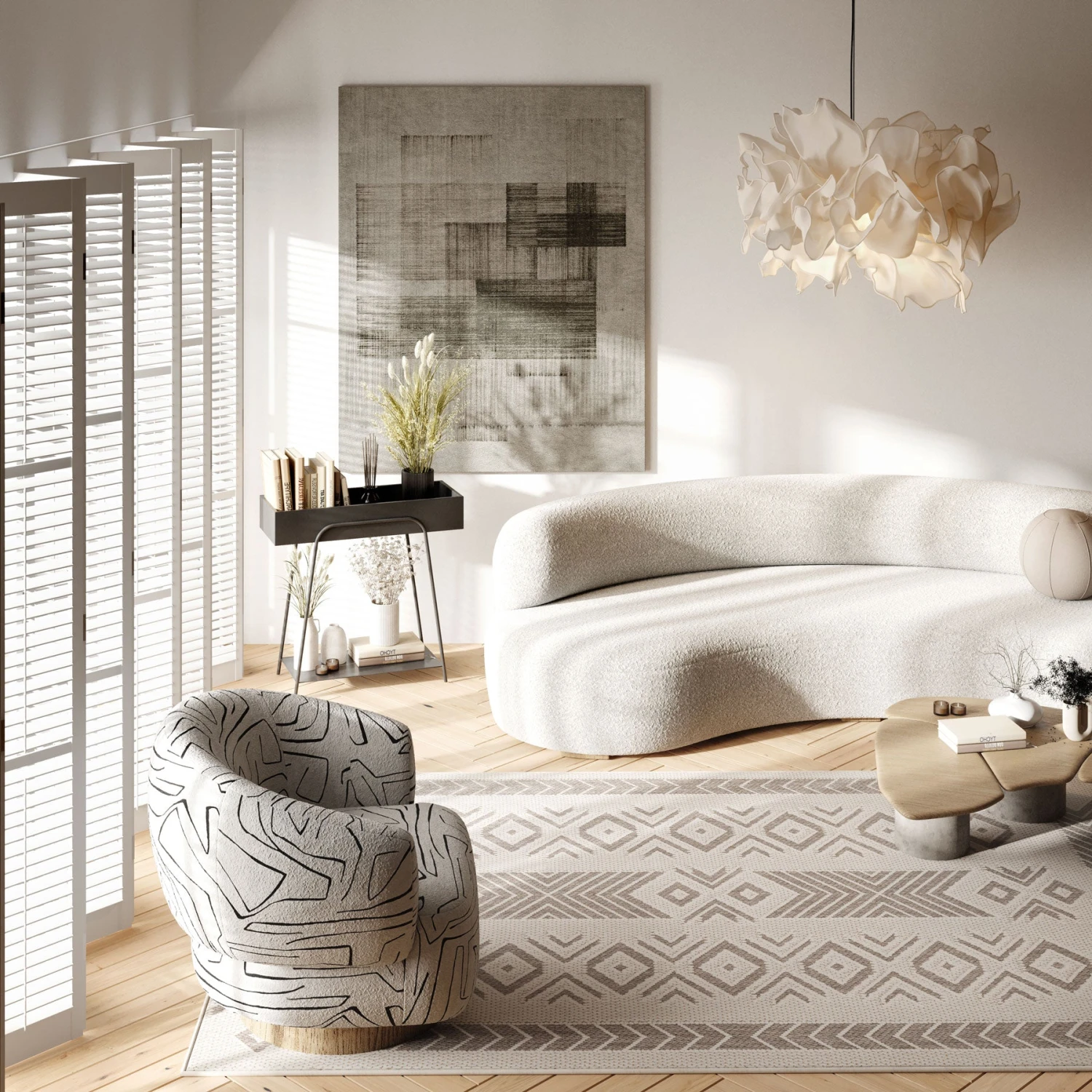 Cream Beige Motif Rug - Ryne 4 Cream Beige Motif Rug - Ryne - Image 2