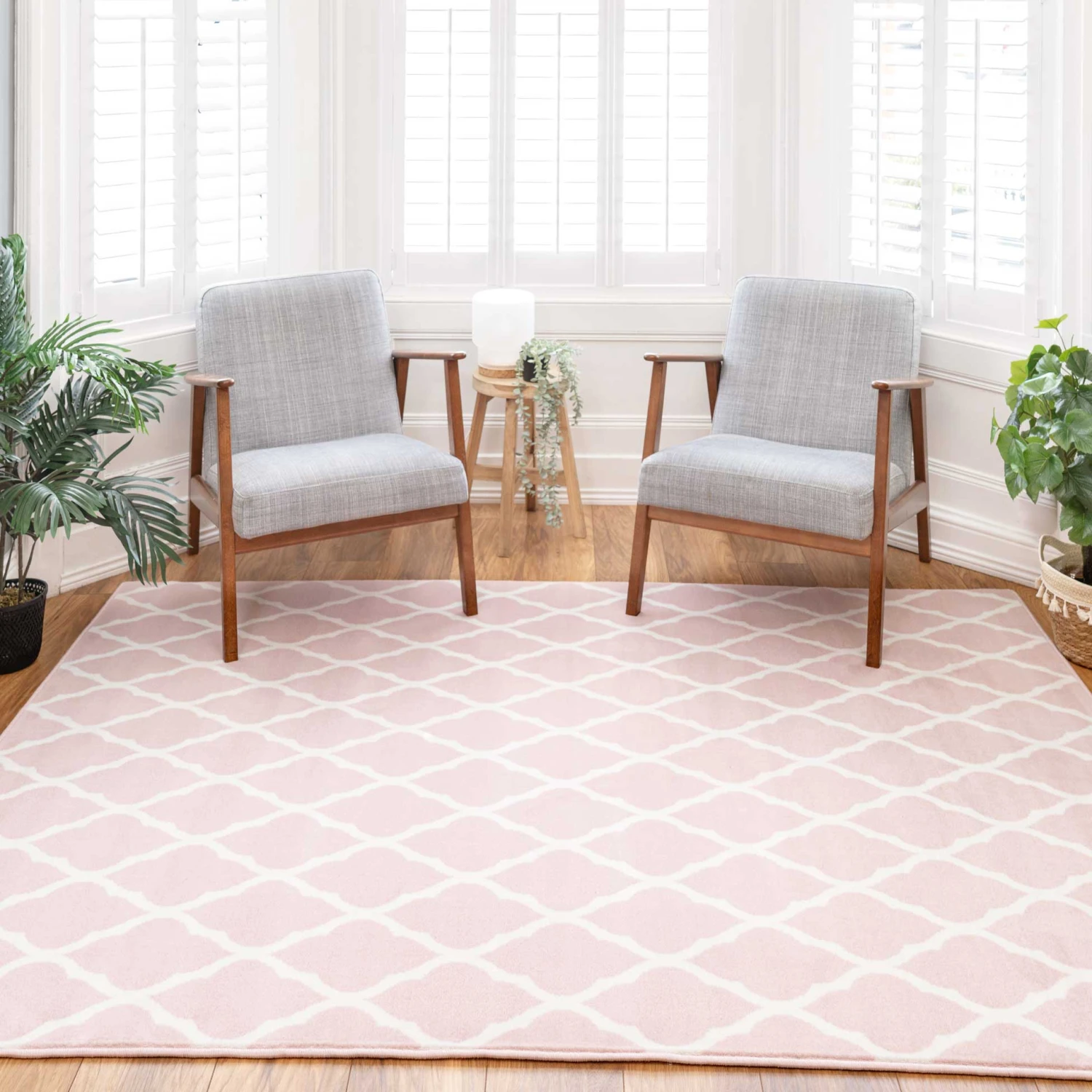 Pink Blush Moroccan Trellis Living Room Rug 4 Pink Blush Moroccan Trellis Living Room Rug - Image 2
