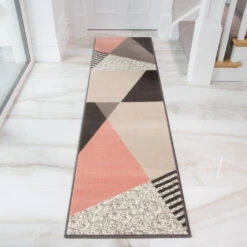 Pink Grey Modern Geometric Bedroom Rug -Kukoon Rugs Store milan 3606 gb55 05519 5B5 5D