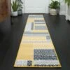 Yellow Grey Patchwork Hallway Runner Rug -Kukoon Rugs Store milan2761 gb21 20