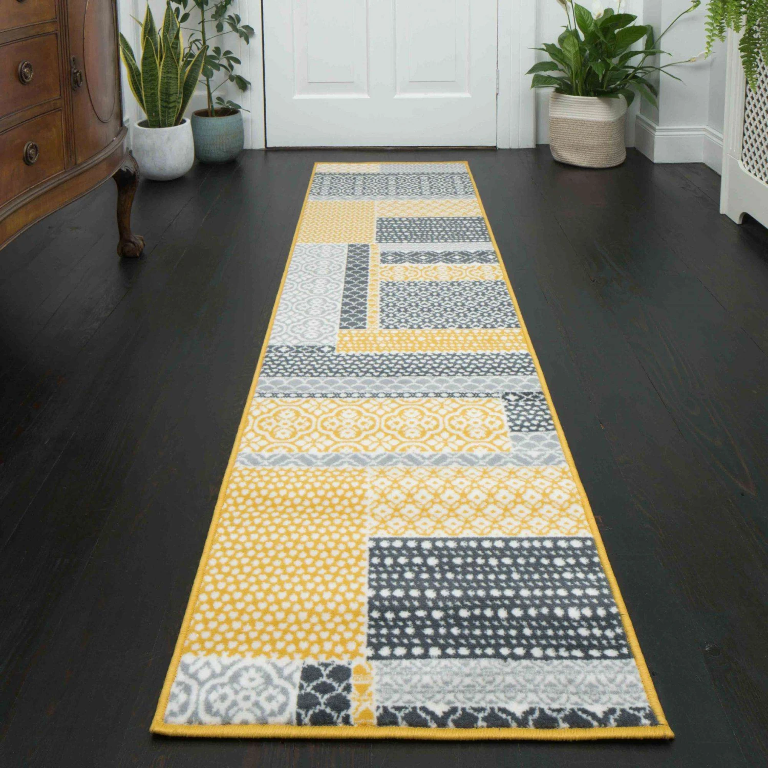 Ochre Grey Patchwork Rug 10 Ochre Grey Patchwork Rug - Image 8