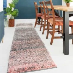 Blush Pink Stripe Shaggy Rug -Kukoon Rugs Store murano blush stripe 4051 5B2 5D