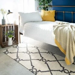 Cream Trellis Natural Jute Area Rug - Trellis -Kukoon Rugs Store natura jute viscose 02 03759