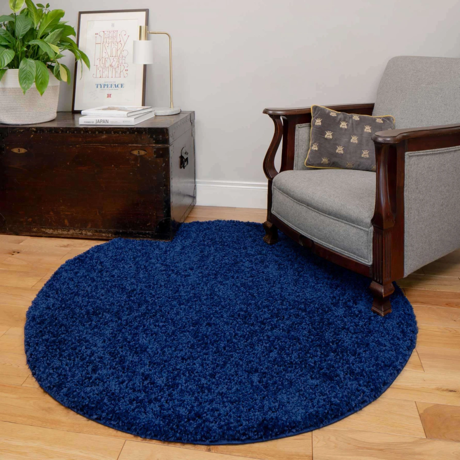 Navy Blue Shaggy Circle Rug 3 Navy Blue Shaggy Circle Rug