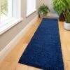 Navy Blue Shaggy Runner Rug -Kukoon Rugs Store navy 1020