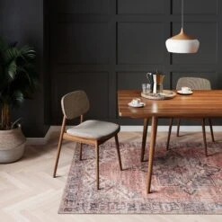 Flatwoven Washable Terracotta Medallion Area Rug - Neeve -Kukoon Rugs Store nevee dining room new designs