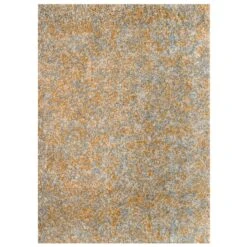 Soft Mottled Gold Grey Shaggy Area Rug