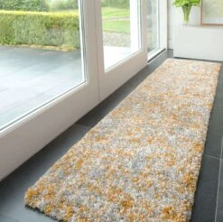 Soft Mottled Gold Grey Shaggy Area Rug -Kukoon Rugs Store ochre 07089 5B1 5D