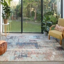 Soft Abstract Distressed Blue Living Room Rug - Wild Blue -Kukoon Rugs Store osbourne wild blue 16 copy