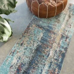 Soft Abstract Distressed Blue Living Room Rug - Wild Blue -Kukoon Rugs Store osbourne wild blue 16 copy 5B2 5D