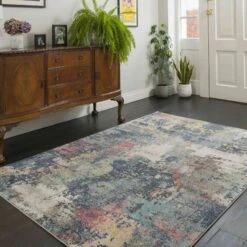 Soft Abstract Distressed Multicolour Living Room Area Rug - Yates -Kukoon Rugs Store osbourne yates multi 16 copy
