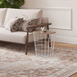 Traditional Distressed Chic Beige Area Rug -Kukoon Rugs Store oscar demelza close up copy
