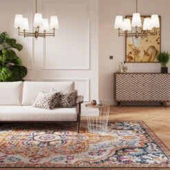 Multicolour Medallion Area Rug -Kukoon Rugs Store oscar joyfulmulti living room copy