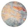 Round Circle Gold Blue Distressed Living Room Rug -Kukoon Rugs Store oscar mia multi 2