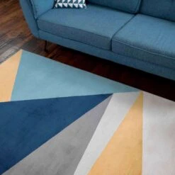 Blue Yellow Pastel Abstract Large Living Room Rugs -Kukoon Rugs Store oscar vertigo blue 1 5B2 5D