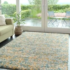 Soft Mottled Multicolour Shaggy Area Rug -Kukoon Rugs Store peacock 07107 5B1 5D