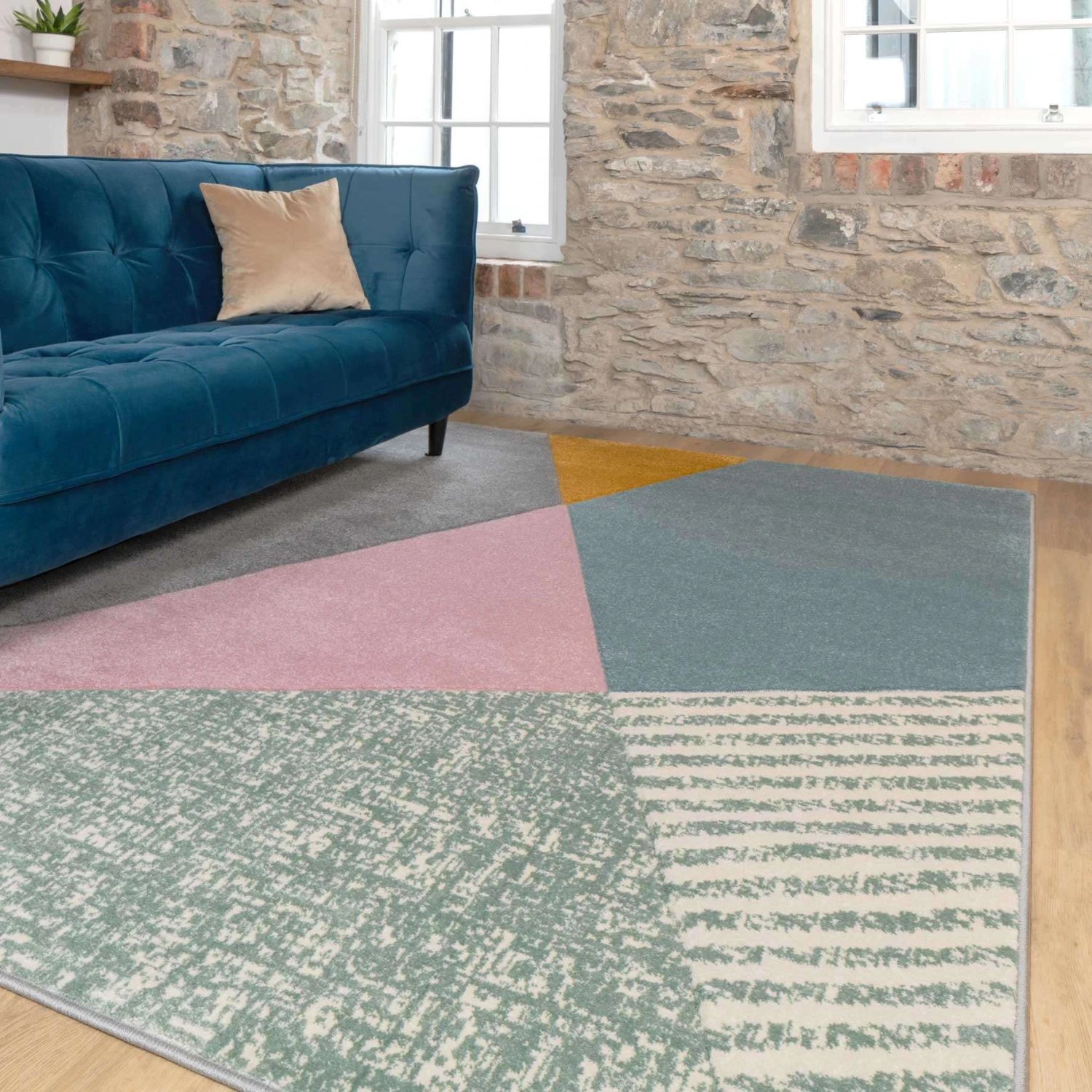 Multicoloured Pastel Abstract Area Rug 4 Multicoloured Pastel Abstract Area Rug - Image 2