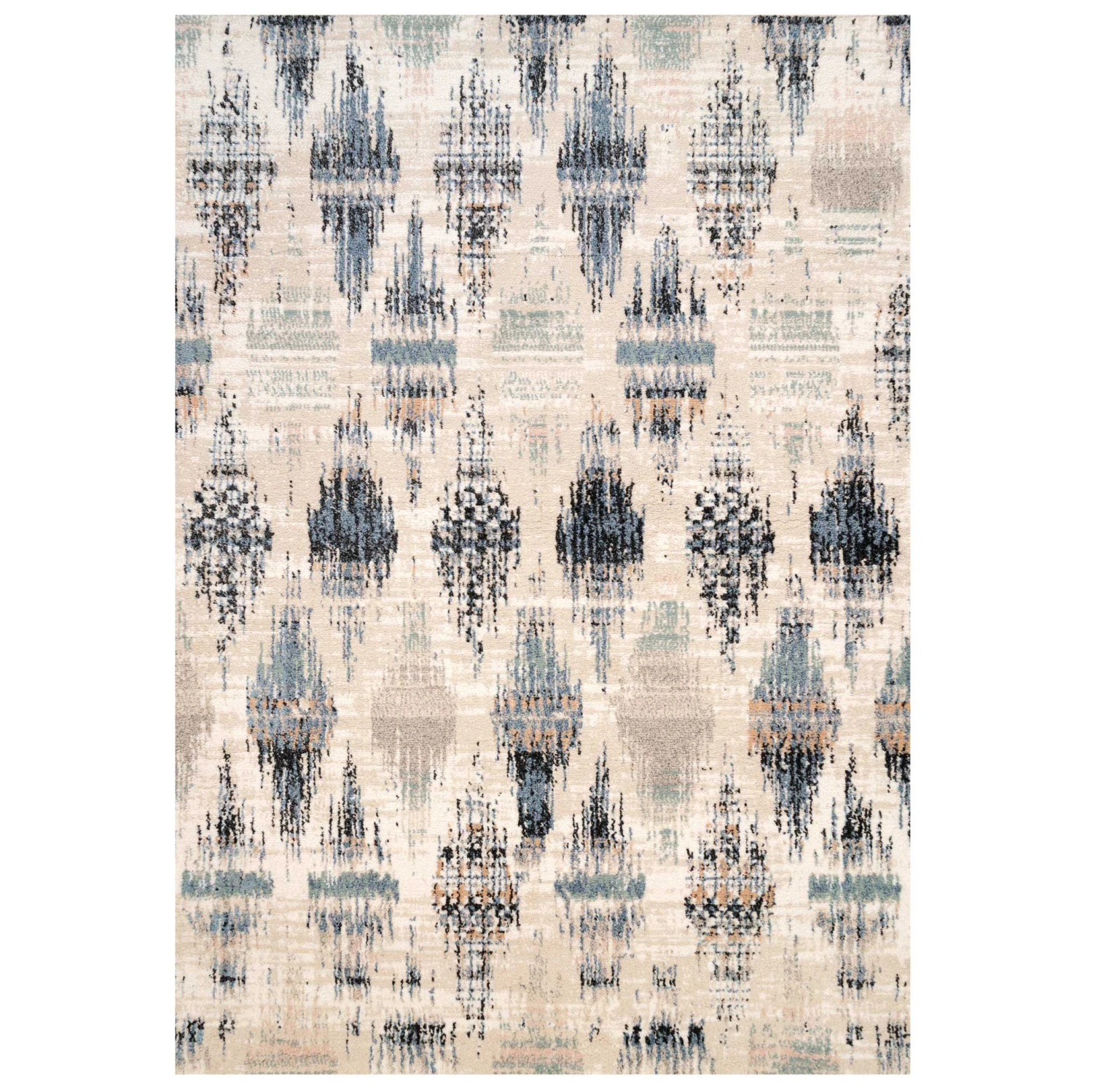 Blue Mottled Trellis Living Room Rug - Polly 3 Blue Mottled Trellis Living Room Rug - Polly