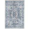 Flatwoven Washable Distressed Blue Damask Rug - Bala -Kukoon Rugs Store renuu BalaBlue 03271