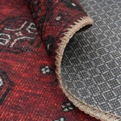 Flatwoven Washable Traditional Red Oriental Runner - Bannon -Kukoon Rugs Store renuu Bannon 20Red 03288 5B2 5D