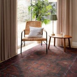 Flatwoven Washable Distressed Brown Runner - Caris -Kukoon Rugs Store renuu Caris 20Multi 03326 5B5 5D