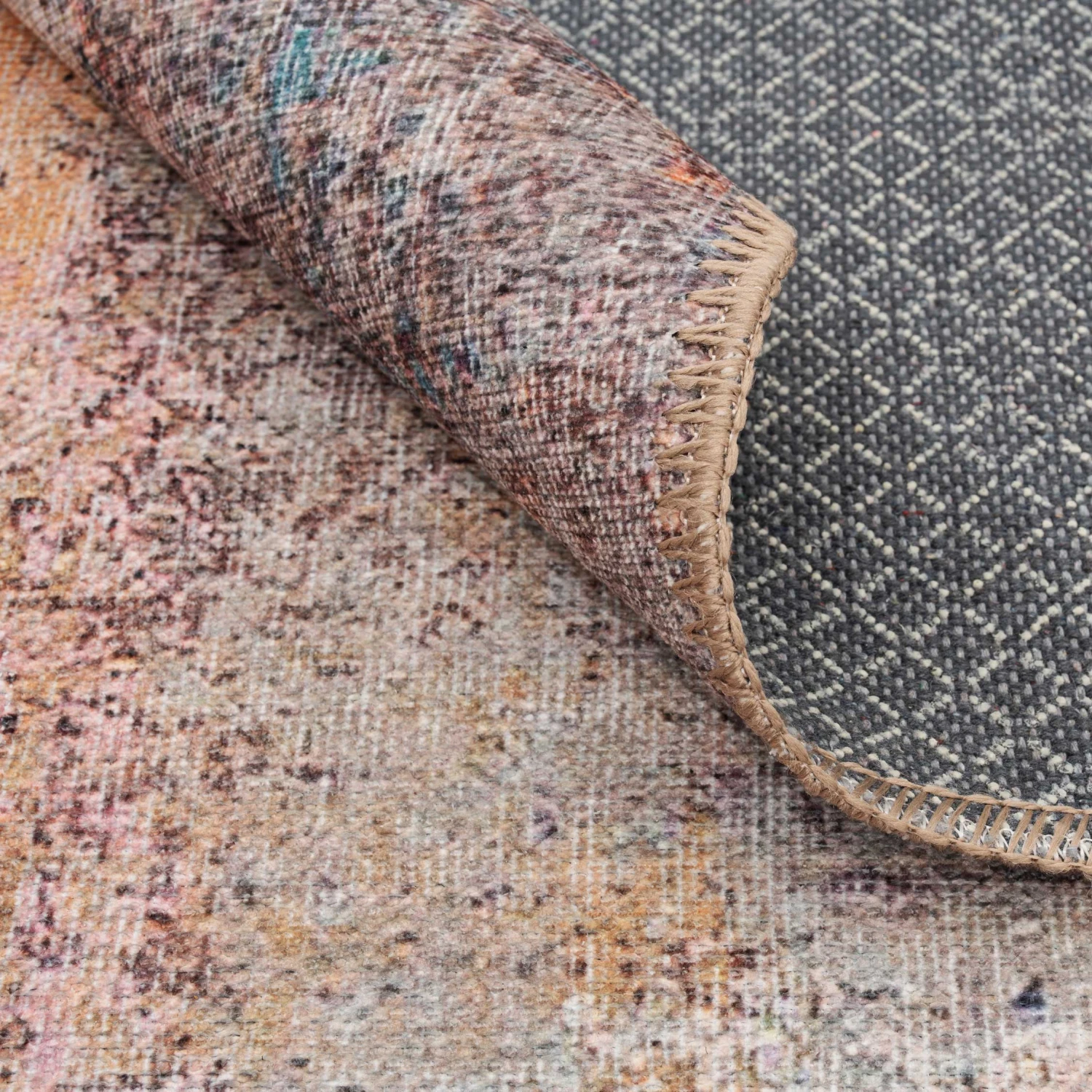 Flatwoven Washable Distressed Multicolour Area Rug - Carrie 6 Flatwoven Washable Distressed Multicolour Area Rug - Carrie - Image 4