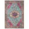 Flatwoven Washable Vibrant Teal Pink Distressed Boho Rug - Clarissa