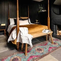 Flatwoven Washable Vibrant Teal Pink Distressed Boho Rug - Clarissa -Kukoon Rugs Store renuu Clarissa 20Multi 03292 5B5 5D