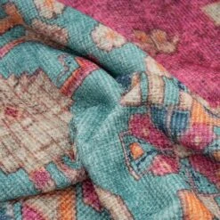 Flatwoven Washable Vibrant Teal Pink Boho Runner - Clarissa -Kukoon Rugs Store renuu Clarissa 20Multi 03297 5B5 5D