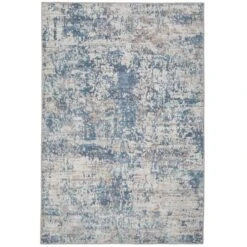 Flatwoven Washable Distressed Blue Area Rug - Dash
