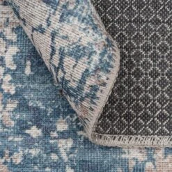 Flatwoven Washable Distressed Blue Area Rug - Dash -Kukoon Rugs Store renuu Dash 20Blue 03329 5B3 5D