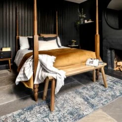 Flatwoven Washable Distressed Blue Area Rug - Dash -Kukoon Rugs Store renuu Dash 20Blue 03329 5B5 5D