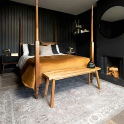 Flatwoven Washable Distressed Grey Bordered Rug - Grand -Kukoon Rugs Store renuu Grand 20Grey 03336 5B4 5D