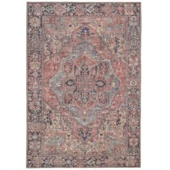 Flatwoven Washable Red Distressed Traditional Rug - Savanna