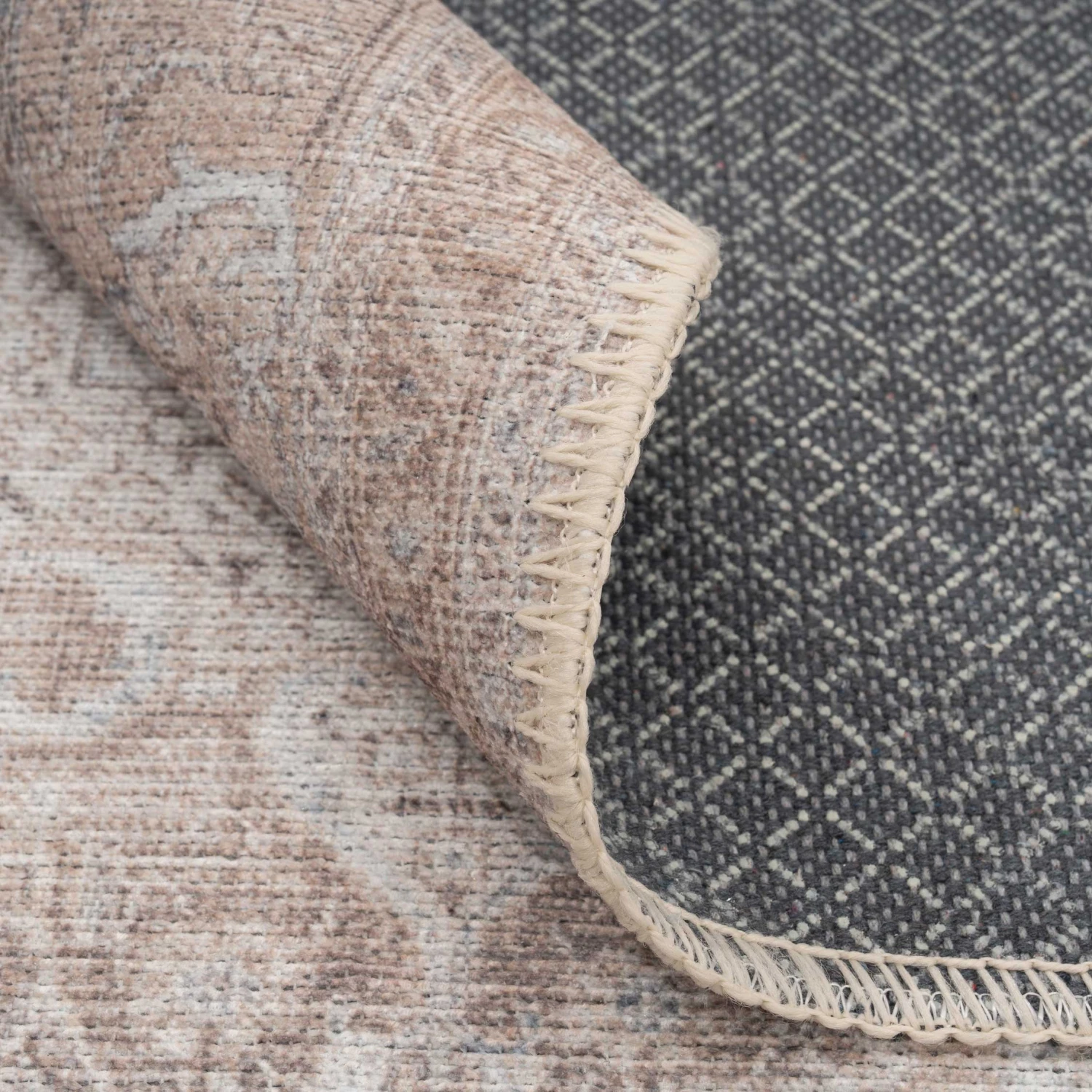 Flatwoven Washable Traditional Distressed Beige Rug - Zoe 13 Flatwoven Washable Traditional Distressed Beige Rug - Zoe - Image 11