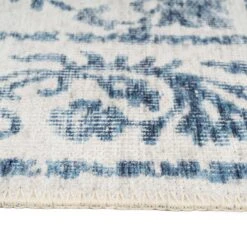 Flatwoven Washable Distressed Blue Damask Runner - Bala -Kukoon Rugs Store renuu bala blue studio 05817 8a9464a0 3967 4018 9e3c 550070a4b769