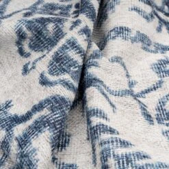 Flatwoven Washable Distressed Blue Damask Rug - Bala -Kukoon Rugs Store renuu bala blue studio 05839