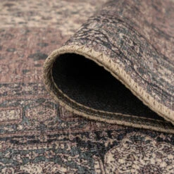 Flatwoven Washable Teal Medallion Area Rug - Caragh -Kukoon Rugs Store renuu caragh 04443 detail