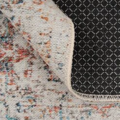 Flatwoven Washable Distressed Multicolour Area Rug - Cecilia -Kukoon Rugs Store renuu cecilia beige 08065