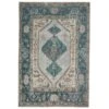 Flatwoven Washable Distressed Teal Bordered Rug - Cyrus -Kukoon Rugs Store renuu cyrus blue 04667 copy
