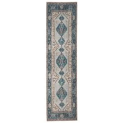 Flatwoven Washable Distressed Teal Bordered Rug - Cyrus 26 Flatwoven Washable Distressed Teal Bordered Rug - Cyrus -Kukoon Rugs Store renuu cyrus blue RR wide forweb04805
